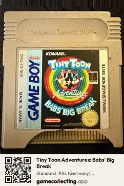 Tiny Toon Adventures: Babs' Big Break Game Boy, PAL cartridge label