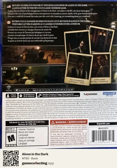 Alone in the Dark PlayStation 5, NTSC box back