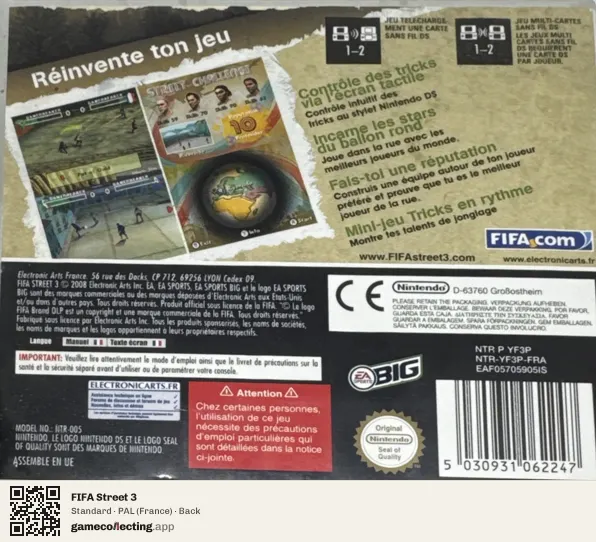 FIFA Street 3 Nintendo DS, France box back