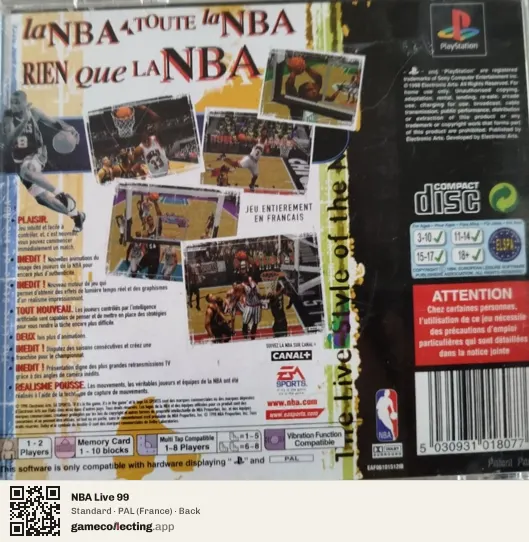 NBA Live 99 PlayStation, France box back