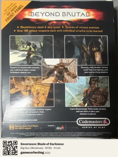 Severance: Blade of Darkness Computer, NTSC box front