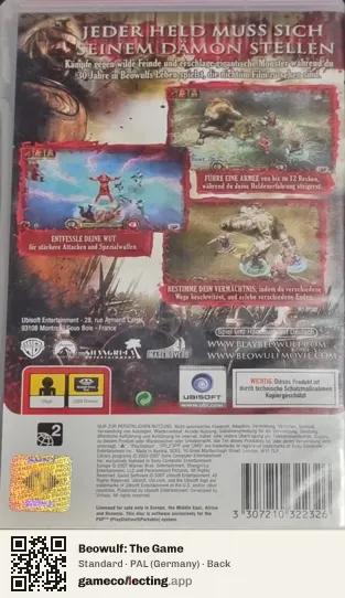 Beowulf: The Game PlayStation Portable, Germany box back