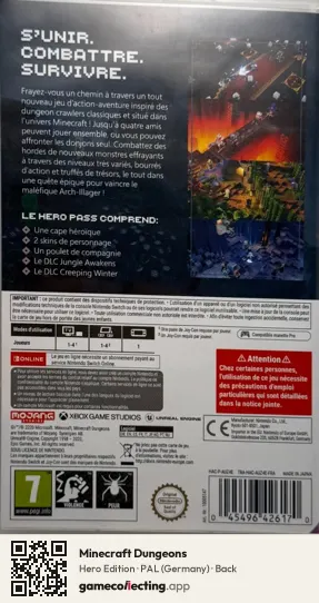 Minecraft Dungeons Nintendo Switch, Germany box back