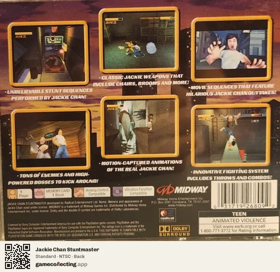 Jackie Chan Stuntmaster PlayStation, NTSC box back