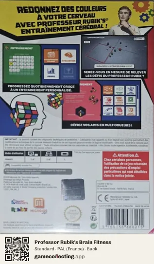 Professor Rubik's Brain Fitness Nintendo Switch, France box back