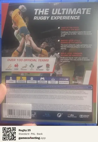 Rugby 25 PlayStation 4, PAL box back