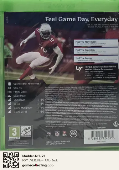 Madden NFL 21 Xbox Series X, PAL box back