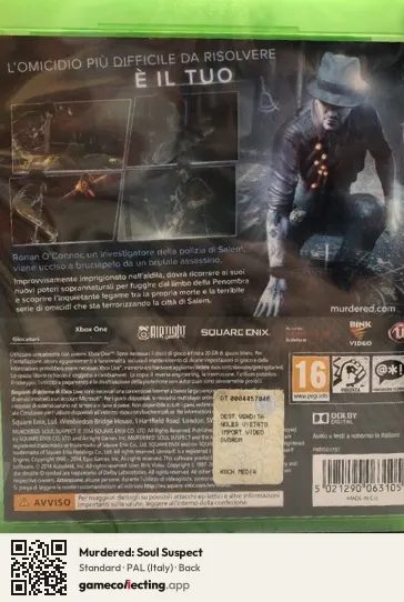 Murdered: Soul Suspect Xbox One, Italy box back