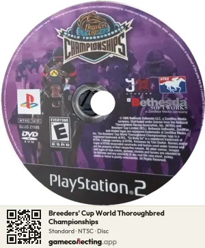 Breeders' Cup World Thoroughbred Championships PlayStation 2, NTSC disc