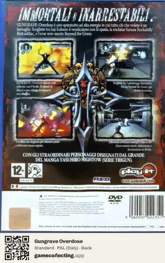 Gungrave Overdose PlayStation 2, Italy box back