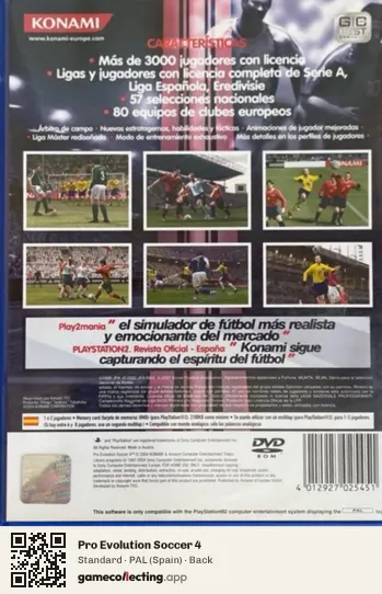 Pro Evolution Soccer 4 PlayStation 2, Spain box back