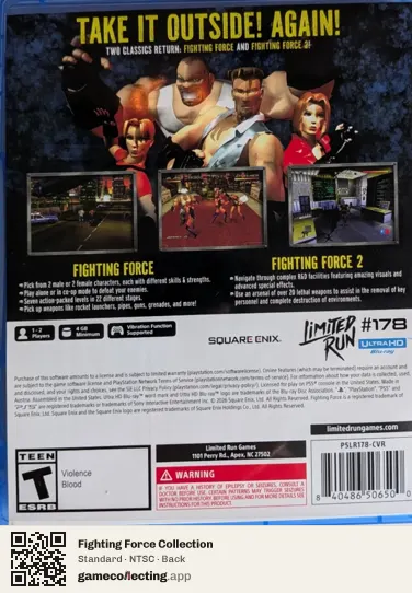 Fighting Force Collection PlayStation 5, NTSC box back