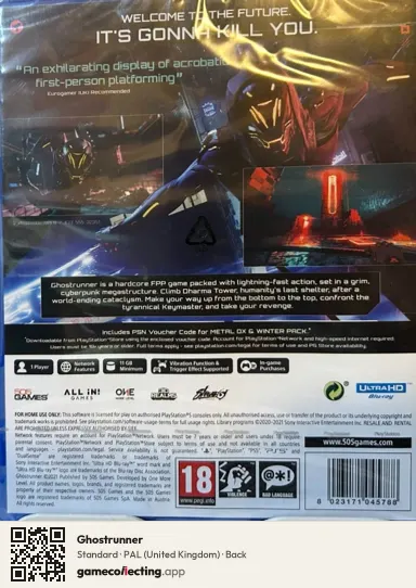 Ghostrunner PlayStation 5, United Kingdom box back