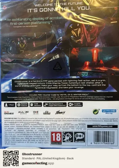 Ghostrunner PlayStation 5, United Kingdom box back