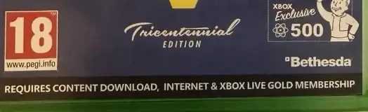 Fallout 76, the PEGI square on its front