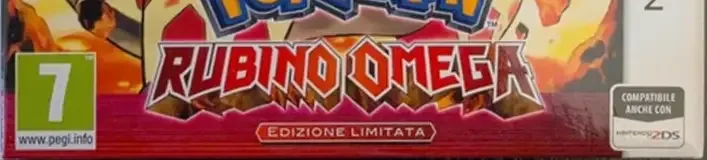 Pokémon Omega Ruby, the PEGI square on its front