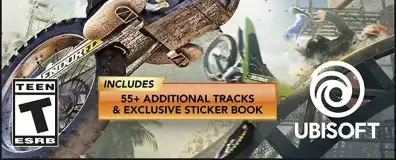 Trials Rising, the ESRB box on its front