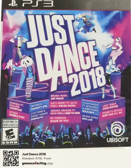 Just Dance 2018 PlayStation 3, NTSC box front