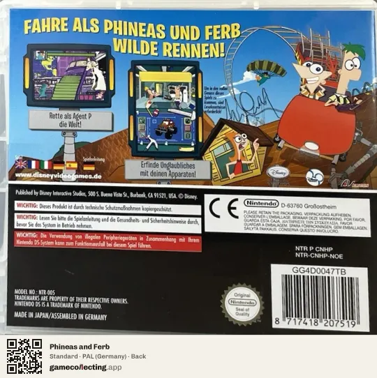 Phineas and Ferb Nintendo DS, Germany box back