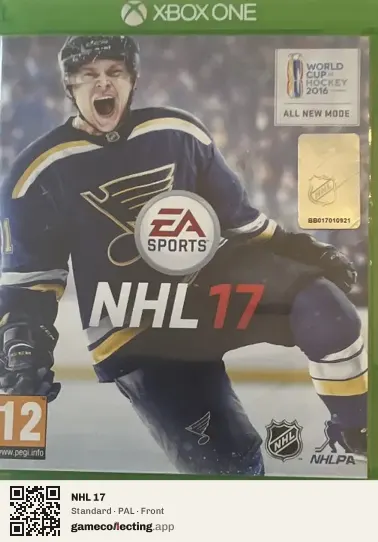 NHL 17 Xbox One, PAL box front
