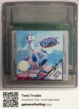 Tonic Trouble Game Boy Color, PAL cartridge label