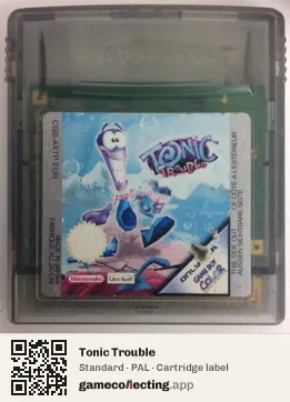 Tonic Trouble Game Boy Color, PAL cartridge label