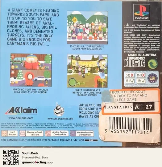 South Park PlayStation, PAL box back