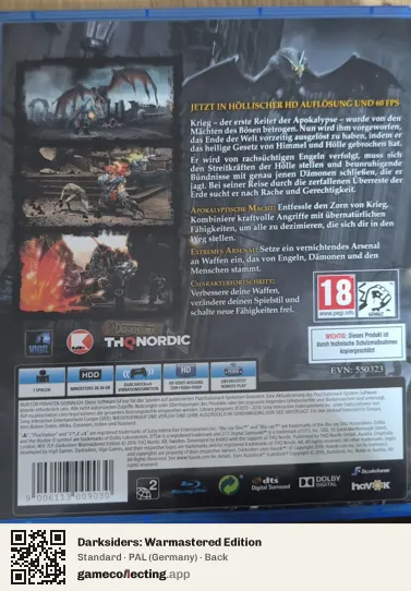 Darksiders: Warmastered Edition PlayStation 4, Germany box back