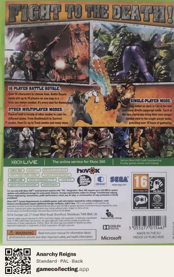 Anarchy Reigns Xbox 360, PAL box back