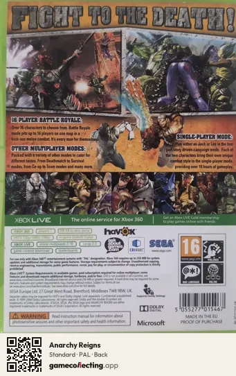 Anarchy Reigns Xbox 360, PAL box back