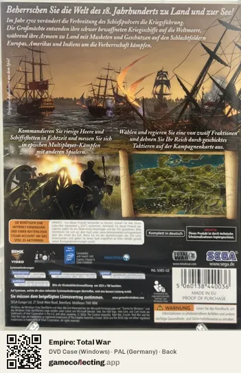 Empire: Total War Computer, Germany box back