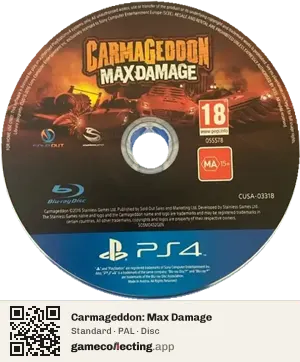 Carmageddon: Max Damage PlayStation 4, PAL disc