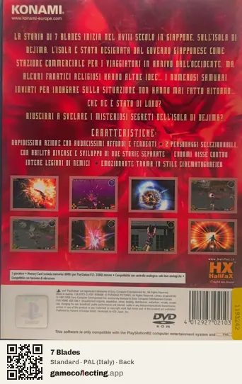 7 Blades PlayStation 2, Italy box back