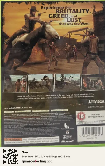 Gun Xbox 360, United Kingdom box back