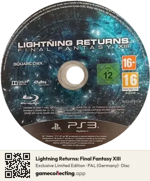 Lightning Returns: Final Fantasy XIII PlayStation 3, PAL disc