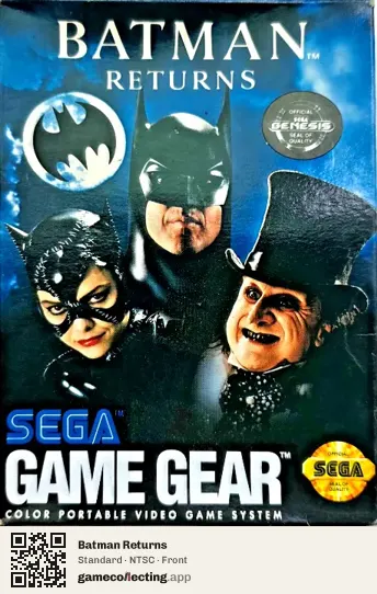 Batman Returns Sega Game Gear, NTSC box front