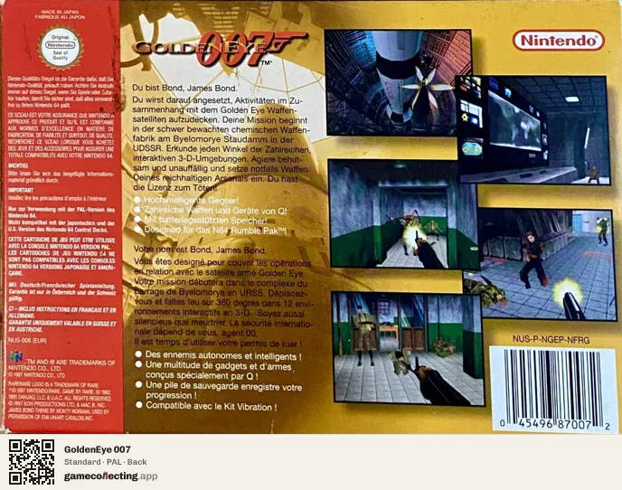 GoldenEye 007 Nintendo 64, PAL box back