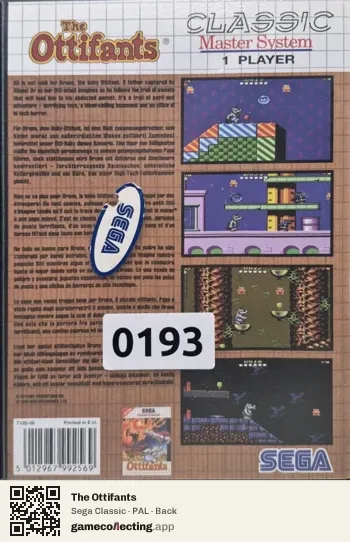 The Ottifants Sega Master System, PAL box back