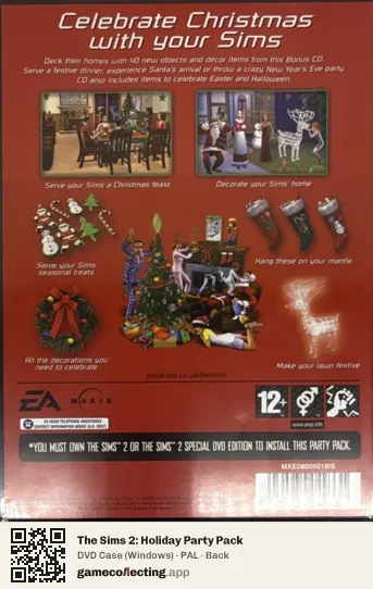 The Sims 2: Holiday Party Pack Computer, PAL box back