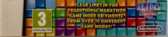 Tetris Party Deluxe, the PEGI square on its front