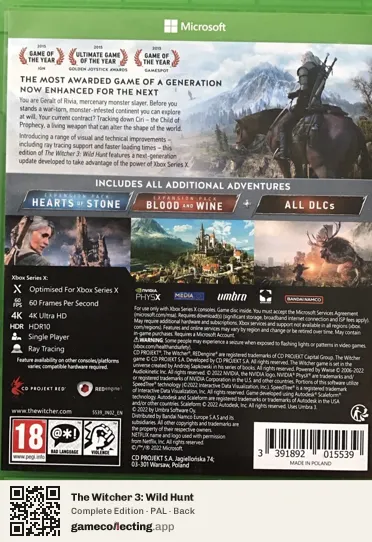 The Witcher 3: Wild Hunt Xbox Series X, PAL box back