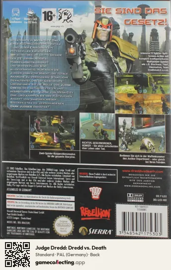 Judge Dredd: Dredd vs. Death Nintendo GameCube, Germany box back