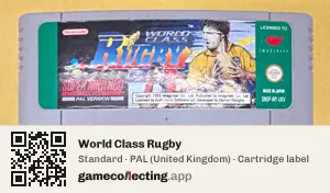 World Class Rugby Super Nintendo Entertainment System, PAL cartridge label