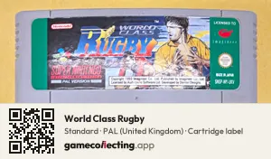 World Class Rugby Super Nintendo Entertainment System, PAL cartridge label