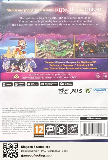 Disgaea 6 Complete PlayStation 5, Germany box back
