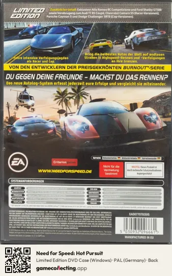 Need for Speed: Hot Pursuit Computer, Germany box back