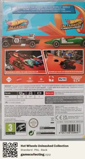 Hot Wheels Unleashed Collection Nintendo Switch, PAL box back