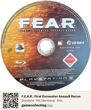 F.E.A.R.: First Encounter Assault Recon PlayStation 3, PAL disc