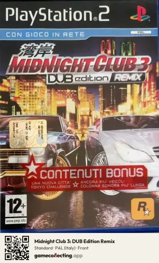 Midnight Club 3: DUB Edition Remix PlayStation 2, Italy box front