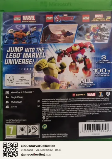 LEGO Marvel Collection Xbox One, Germany box back